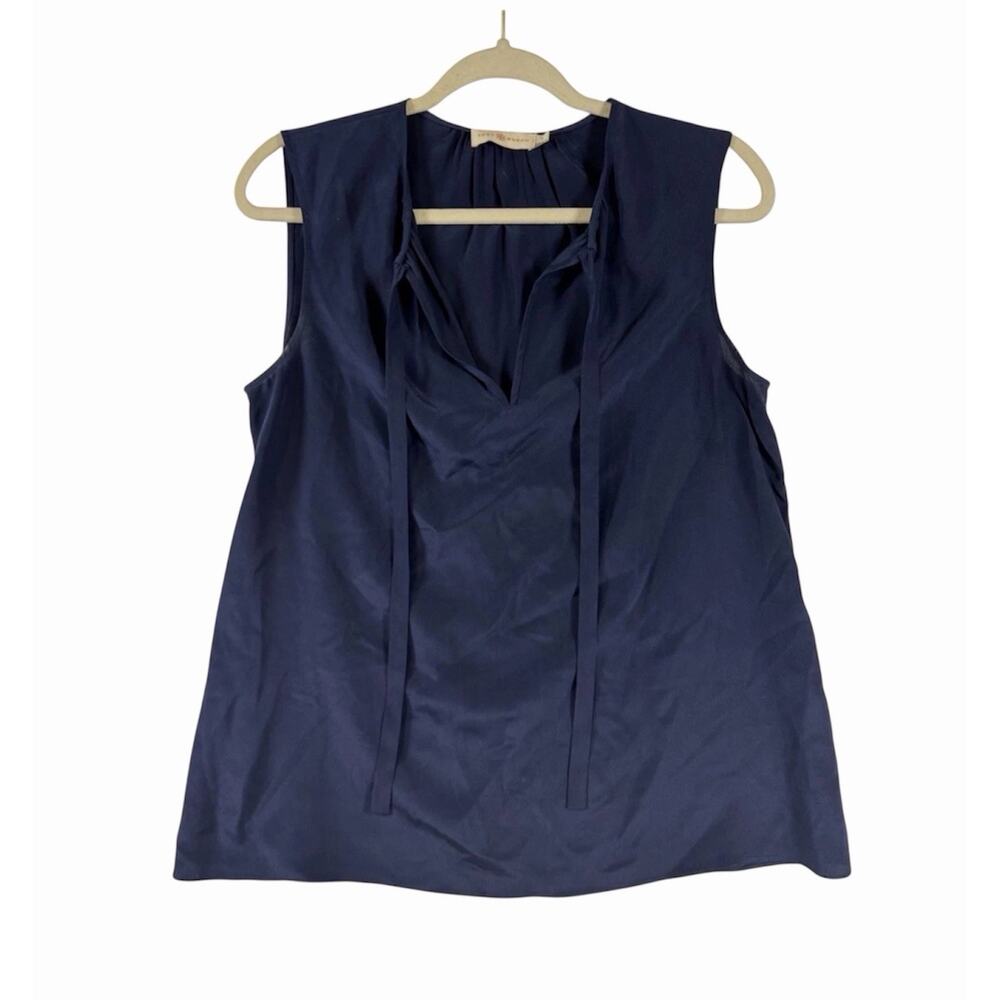 TORY BURCH NAVY BLUE SILK TANK WOMEN'S SIZE 6 (Read)